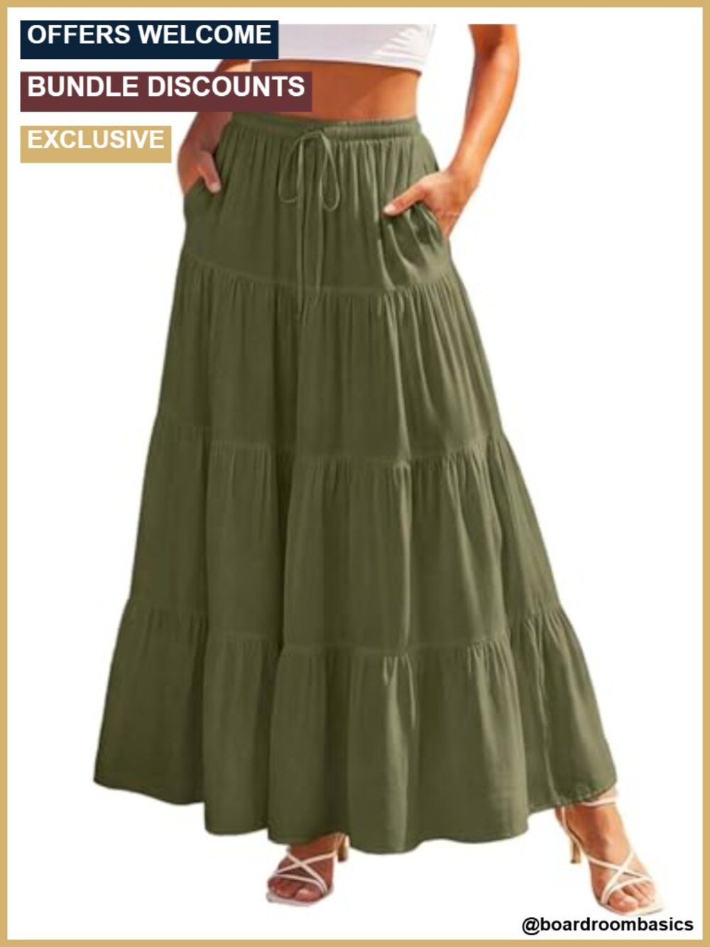 Flowy Tiered Maxi Skirt Renaissance Full Skirt Ankle Length with Pockets